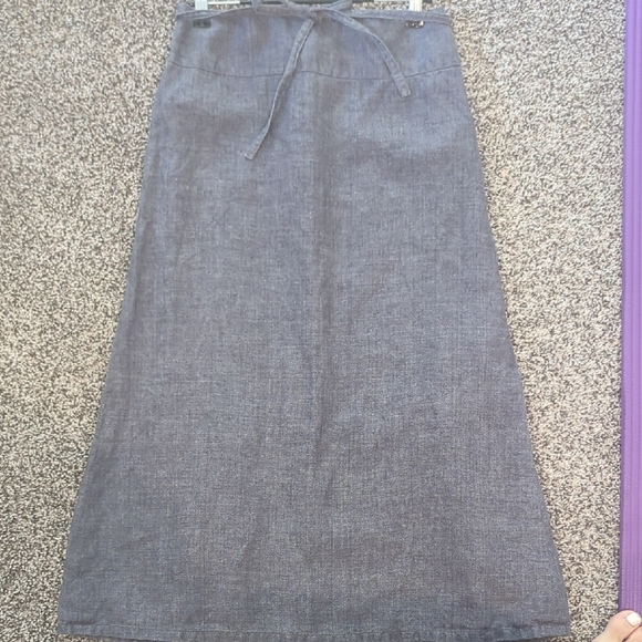 Linen Made in France Agnes B. greyish purple midi skirt Side Zipper - Picture 10 of 13